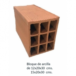 Bloque de Arcilla 12x20x30 cms. Ferreteria AlfareriaV-12x20x30 