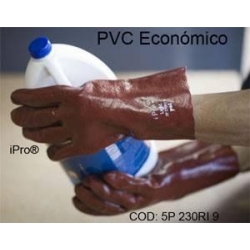 Guantes PVC Premium rojo de 12 puño elastico sanitinado homolo CE