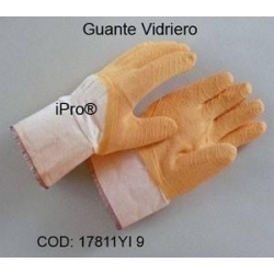 Par de guantes Vidriero anticorte corrugado puñete elástico dorso ventil color amarillo talla 9-9 5