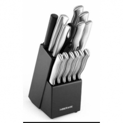 Bloque cuchillos 15 piezas acero inoxidable negro Ferreteria